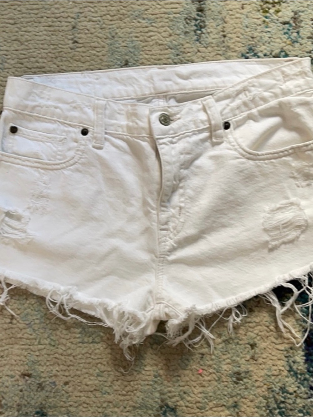 Aeropostale White Distressed Denim Cutoff Shorts